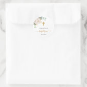Baptisme eucalyptus greenery floral gold cross ronde sticker (Tas)