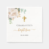 Baptisme eucalyptus greenery floral gold cross servet (Voorkant)
