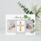 Baptisme eucalyptus greenery foto bedankkaart (Staand voorkant)