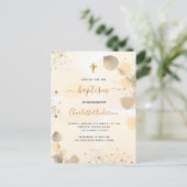Baptisme eucalyptus greenery glitter cross-gouden uitnodiging briefkaart (Staand voorkant)