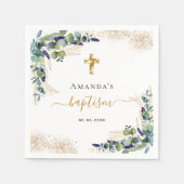 Baptisme eucalyptus greenery glitter name girl servet (Voorkant)