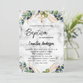 Baptisme eucalyptus greenery goudmarmer kaart (Staand voorkant)