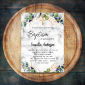 Baptisme eucalyptus greenery goudmarmer uitnodiging briefkaart