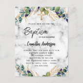 Baptisme eucalyptus greenery goudmarmer uitnodiging briefkaart (Voorkant)
