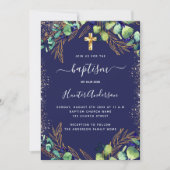 Baptisme eucalyptus greenery navy blue kaart (Voorkant)