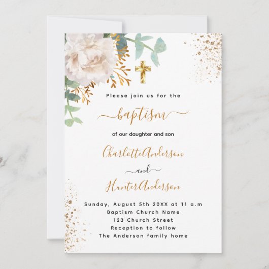 Baptisme eucalyptus greenery roos goudbloem kaart (Voorkant)