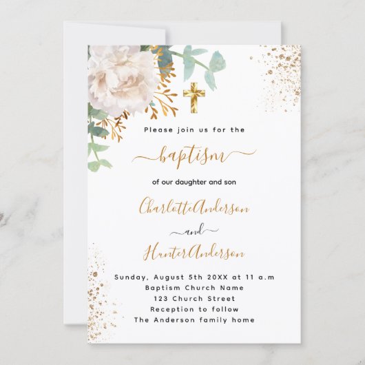 Baptisme eucalyptus greenery roos goudbloem kaart (Voorkant)