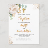 Baptisme eucalyptus greenery twins floral uitnodiging briefkaart (Voorkant)