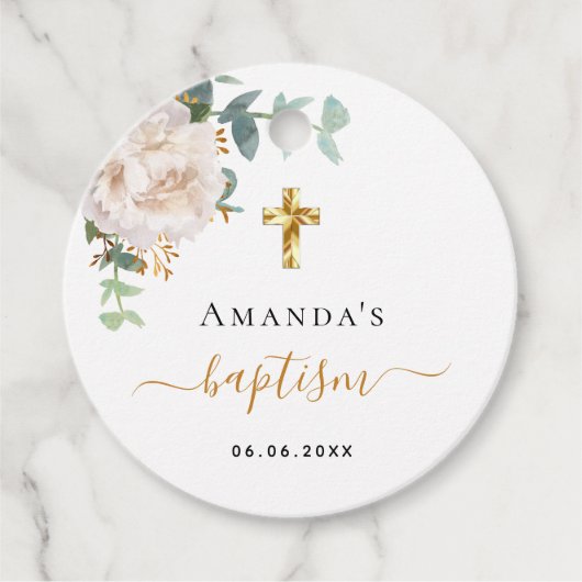 Baptisme eucalyptus greenery white floral bedankjes labels (Voorkant)