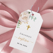 Baptisme eucalyptus greenery white floral cadeaulabel