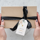 Baptisme eucalyptus greenery white floral cadeaulabel