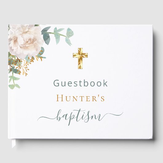 Baptisme eucalyptus greenery white floral foto gastenboek (Voorkant)