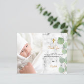 Baptisme eucalyptus marmer foto bedankt (Staand voorkant)