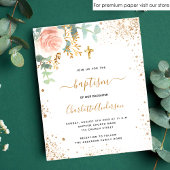 Baptisme eucalyptus roos florale begrotingsuitnodi flyer