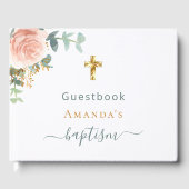 Baptisme eucalyptus roze bloemmeisje aangepaste fo gastenboek (Voorkant)