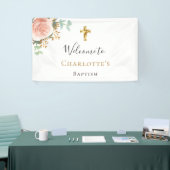 Baptisme eucalyptus roze florale roos goud welkom spandoek (Beurs)