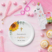 Baptisme eucalyptus rustige zonnebloemmeisje papieren bordje (Feest)