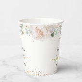 Baptisme eucalyptus white gold floral papieren bekers (Links)