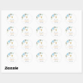 Baptisme eucalyptusblauw florale jongen ronde sticker (Vel)