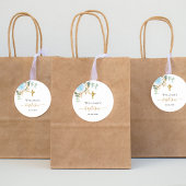 Baptisme eucalyptusblauw florale jongen ronde sticker