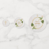 Baptisme Floral Geometric Calla Lilies Gold Photo Confetti (Achterkanten)