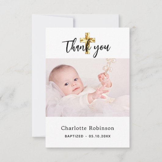 Baptisme foto blanke baby bedankkaart (Voorkant)
