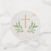 Baptisme Foto Greenery botanische geometrische mar Confetti (Kleine voorkant)