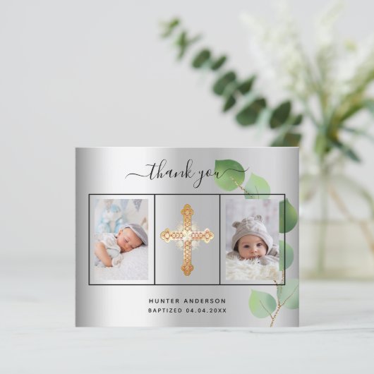 Baptisme foto Silver Eucalyptus bedankt! (Staand voorkant)