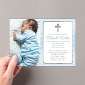 Baptisme | Foto van de tertiaire ringen van jongen Acryl Uitnodigingen (Insitu (Draagbaar))