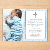 Baptisme | Foto van de tertiaire ringen van jongen Acryl Uitnodigingen (Voorkant)