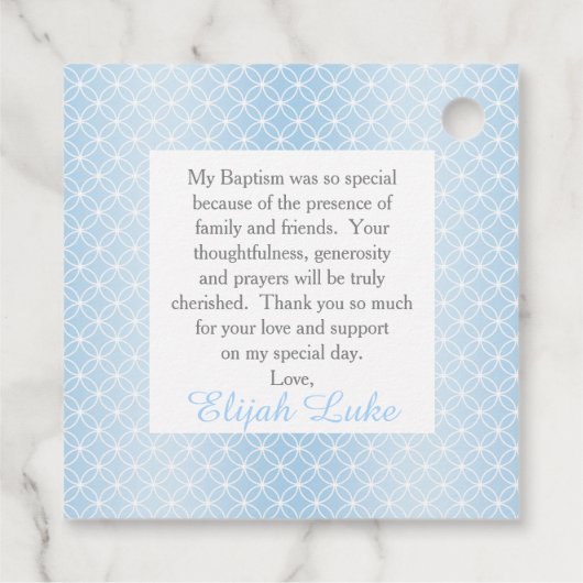 Baptisme | Foto van de tertiaire ringen van jongen Bedankjes Labels (Achterkant)