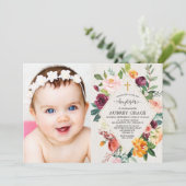 Baptisme foto van Elegant rustic floral herfst Kaart (Staand voorkant)