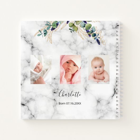 Baptisme foto van het Guest-boek met eucalyptus Notitieboek (Achterkant)