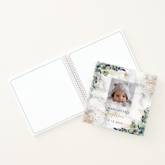 Baptisme foto van het Guest-boek met eucalyptus Notitieboek (Binnen)