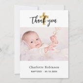Baptisme foto wit eenvoudig manuscript dank u kaar kaart (Voorkant)