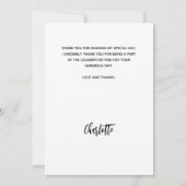 Baptisme foto wit eenvoudig manuscript dank u kaar kaart (Achterkant)