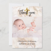 Baptisme foto witte floral Dank je wel! Kaart (Voorkant)