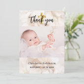 Baptisme foto witte floral Dank je wel! Kaart (Staand voorkant)