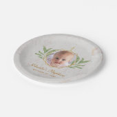 Baptisme fotomarmer laat botanische geometrische papieren bordje (Gekanteld)