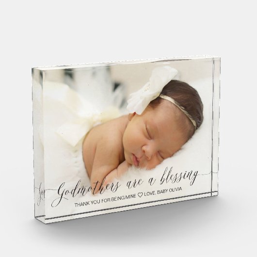 Baptisme Gift for Godmoeder Simple Modern Script Fotoblokken (Links)