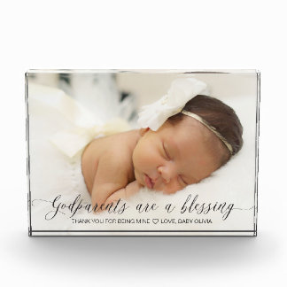 Baptisme Gift for Godouders Simple Moderne Script Fotoblokken