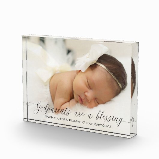 Baptisme Gift for Godouders Simple Moderne Script Fotoblokken (Rechts)