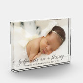 Baptisme Gift for Godouders Simple Moderne Script Fotoblokken (Links)