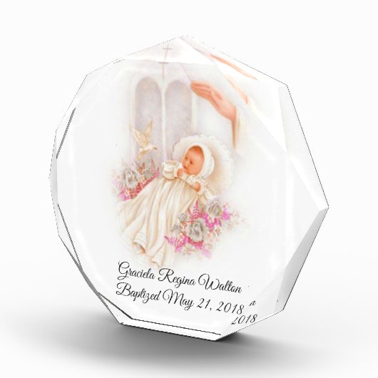 Baptisme Girl Pink Flowers Dove Cross Fotoblokken (Rechts)