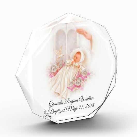 Baptisme Girl Pink Flowers Dove Cross Fotoblokken (Links)