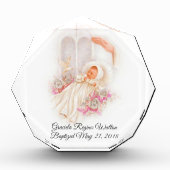 Baptisme Girl Pink Flowers Dove Cross Fotoblokken (Voorkant)