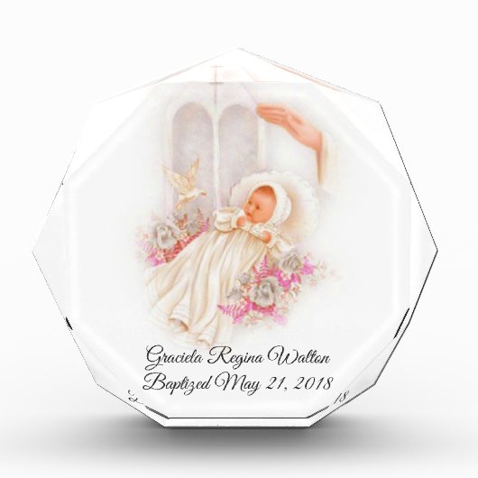 Baptisme Girl Pink Flowers Dove Cross Fotoblokken (Voorkant)