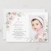 Baptisme Girls | Fotoroze Waterverf uitnodiging (Voorkant)