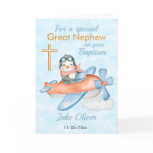 Baptisme Great Nephew Penguin Airplane Kaart