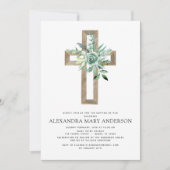 Baptisme Greenery Sage Eucalyptus Gold Cross Kaart (Voorkant)